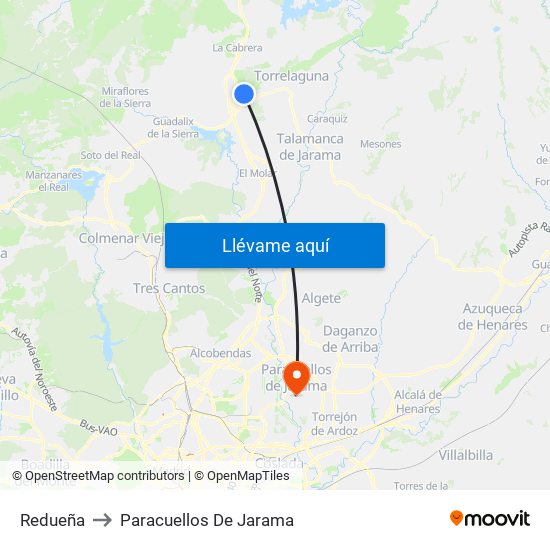 Redueña to Paracuellos De Jarama map