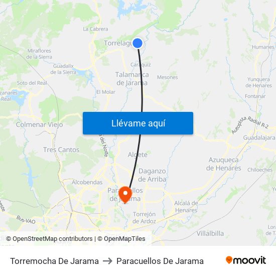 Torremocha De Jarama to Paracuellos De Jarama map