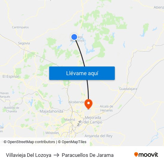 Villavieja Del Lozoya to Paracuellos De Jarama map