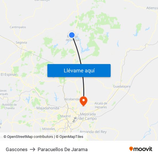 Gascones to Paracuellos De Jarama map