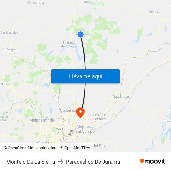 Montejo De La Sierra to Paracuellos De Jarama map