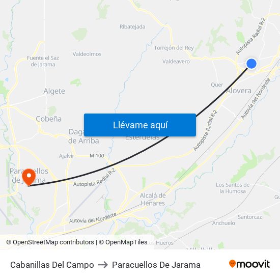 Cabanillas Del Campo to Paracuellos De Jarama map