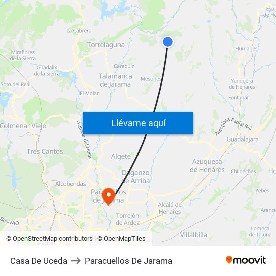 Casa De Uceda to Paracuellos De Jarama map