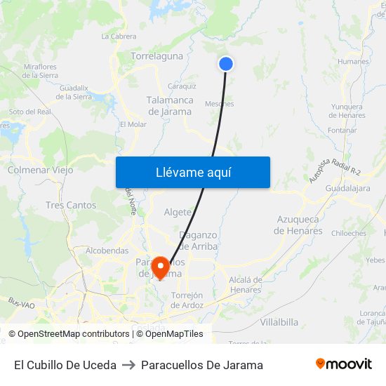 El Cubillo De Uceda to Paracuellos De Jarama map