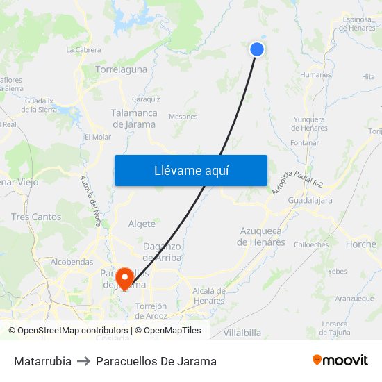 Matarrubia to Paracuellos De Jarama map