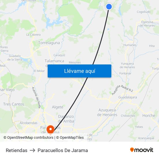 Retiendas to Paracuellos De Jarama map