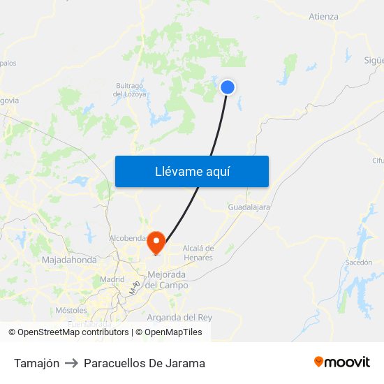 Tamajón to Paracuellos De Jarama map