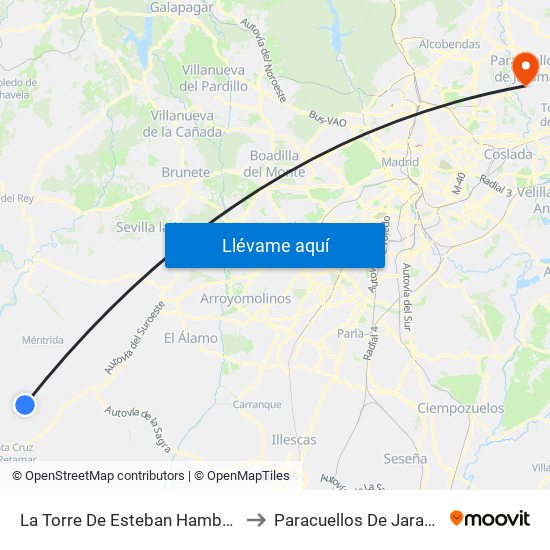 La Torre De Esteban Hambrán to Paracuellos De Jarama map