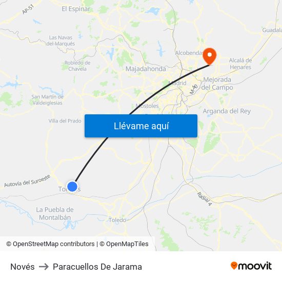 Novés to Paracuellos De Jarama map