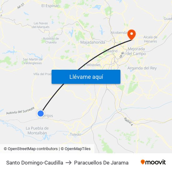 Santo Domingo-Caudilla to Paracuellos De Jarama map
