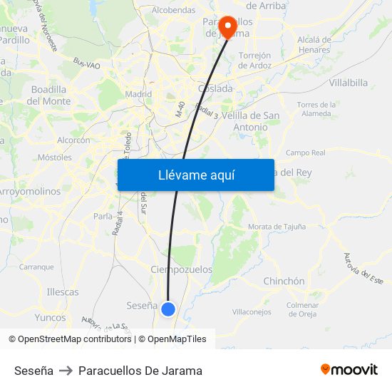 Seseña to Paracuellos De Jarama map