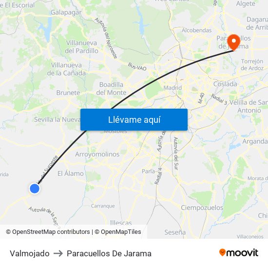 Valmojado to Paracuellos De Jarama map