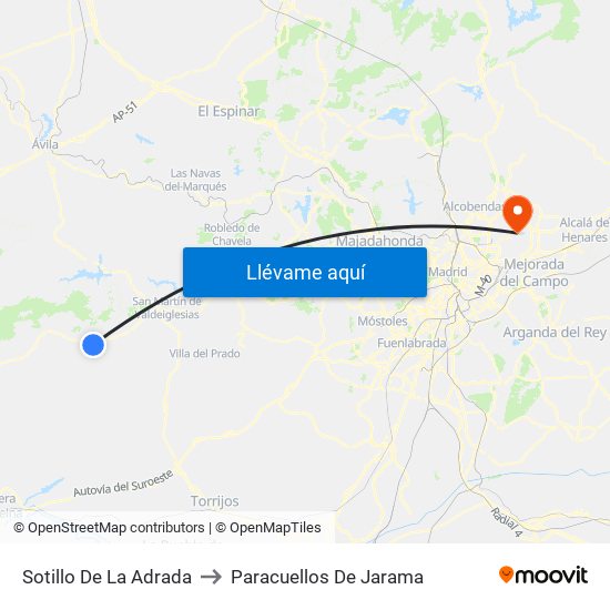 Sotillo De La Adrada to Paracuellos De Jarama map