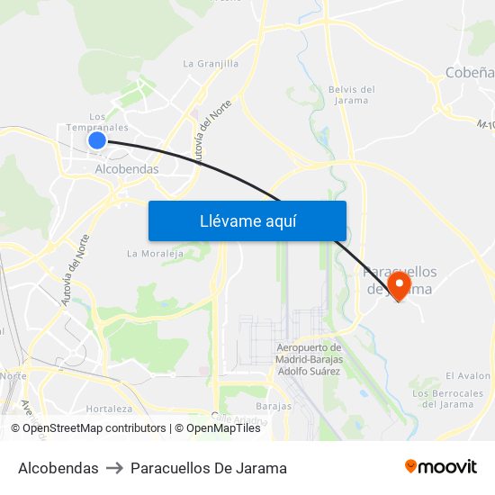 Alcobendas to Paracuellos De Jarama map