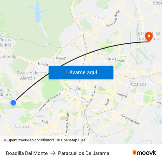 Boadilla Del Monte to Paracuellos De Jarama map