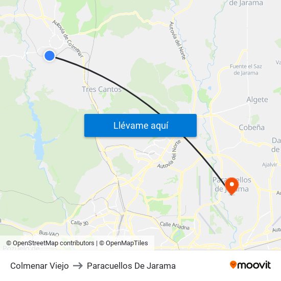 Colmenar Viejo to Paracuellos De Jarama map