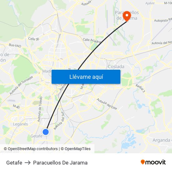 Getafe to Paracuellos De Jarama map