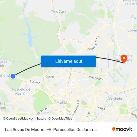 Las Rozas De Madrid to Paracuellos De Jarama map