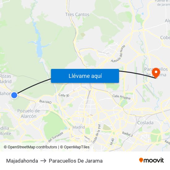 Majadahonda to Paracuellos De Jarama map