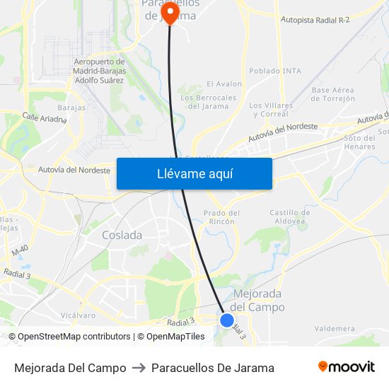 Mejorada Del Campo to Paracuellos De Jarama map