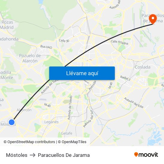 Móstoles to Paracuellos De Jarama map