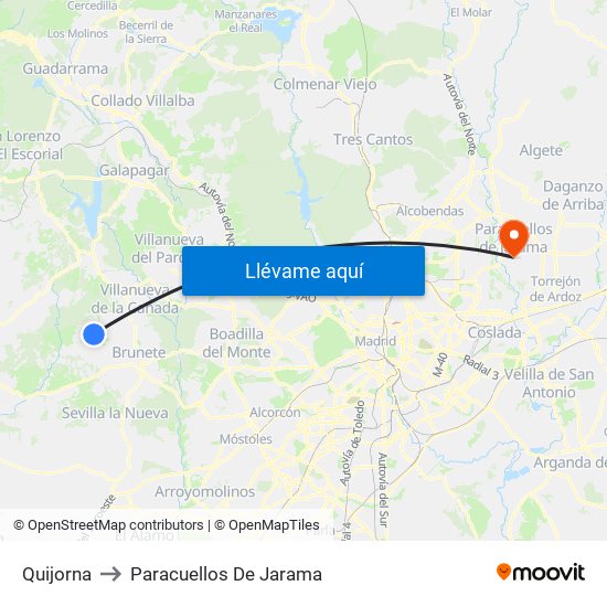 Quijorna to Paracuellos De Jarama map