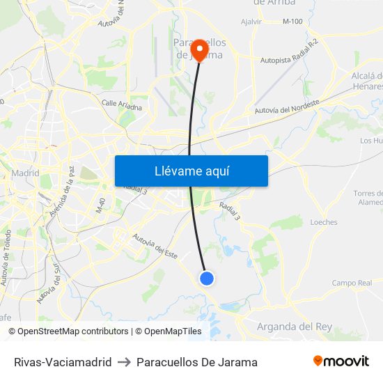 Rivas-Vaciamadrid to Paracuellos De Jarama map
