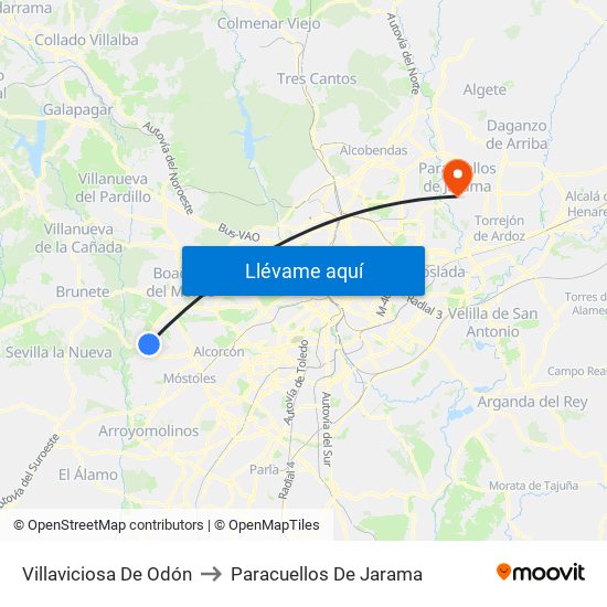 Villaviciosa De Odón to Paracuellos De Jarama map