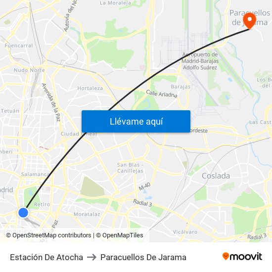 Estación De Atocha to Paracuellos De Jarama map