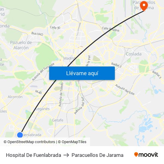 Hospital De Fuenlabrada to Paracuellos De Jarama map