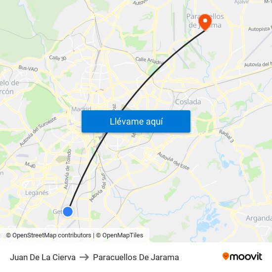 Juan De La Cierva to Paracuellos De Jarama map