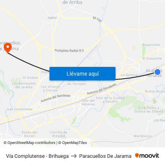 Vía Complutense - Brihuega to Paracuellos De Jarama map