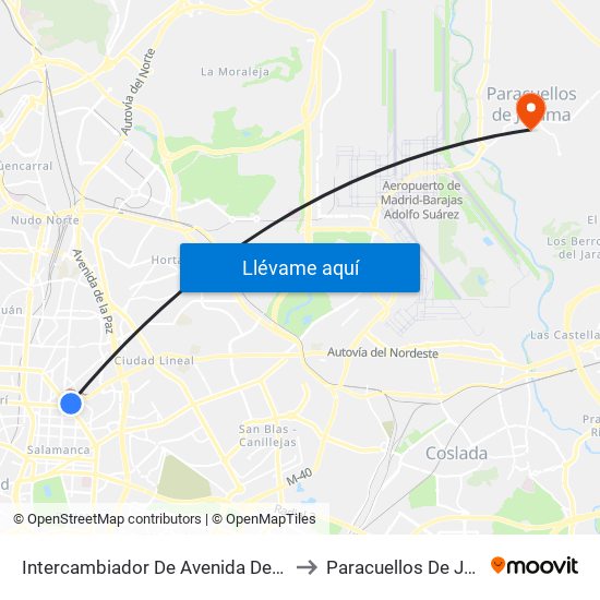 Intercambiador De Avenida De América to Paracuellos De Jarama map