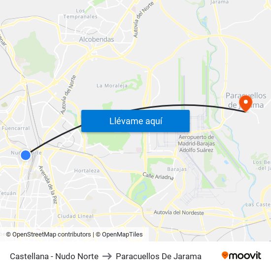 Castellana - Nudo Norte to Paracuellos De Jarama map