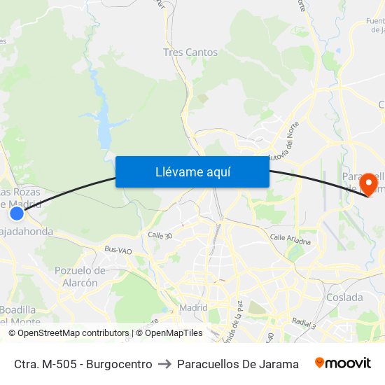 Ctra. M-505 - Burgocentro to Paracuellos De Jarama map