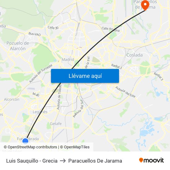 Luis Sauquillo - Grecia to Paracuellos De Jarama map