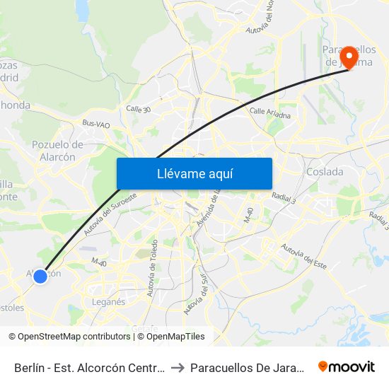 Berlín - Est. Alcorcón Central to Paracuellos De Jarama map