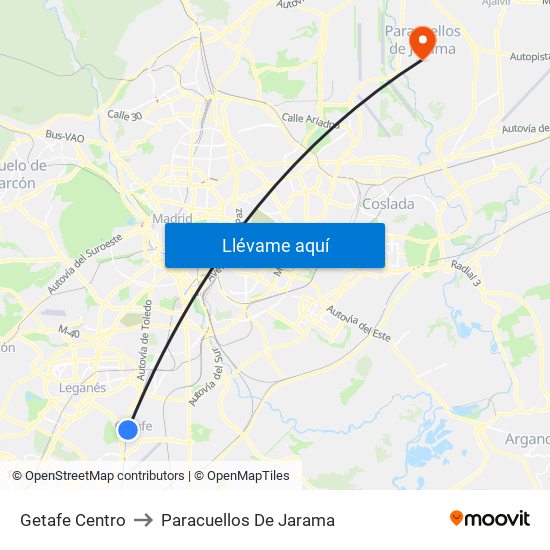 Getafe Centro to Paracuellos De Jarama map