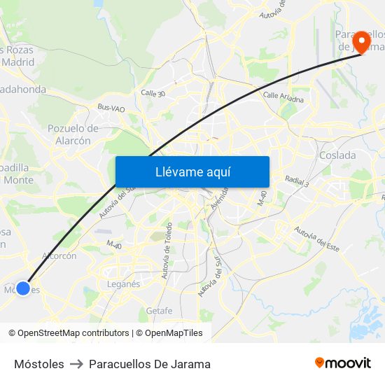 Móstoles to Paracuellos De Jarama map