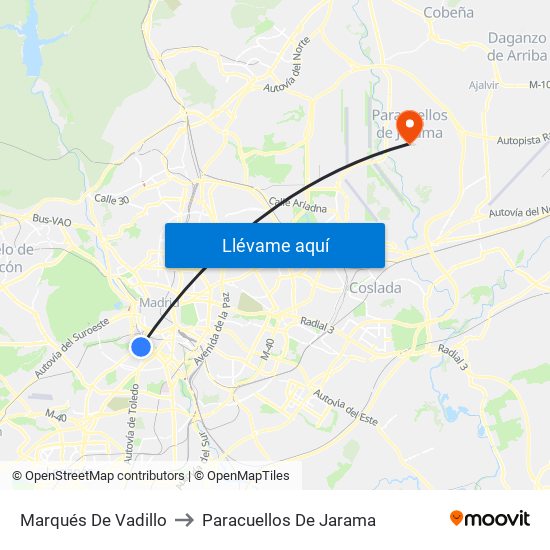 Marqués De Vadillo to Paracuellos De Jarama map