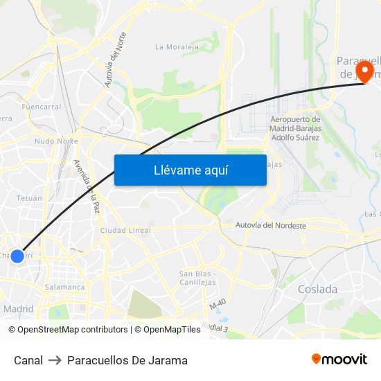 Canal to Paracuellos De Jarama map