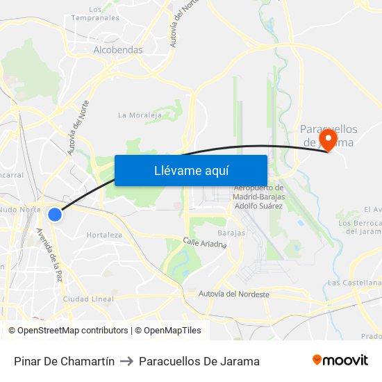 Pinar De Chamartín to Paracuellos De Jarama map