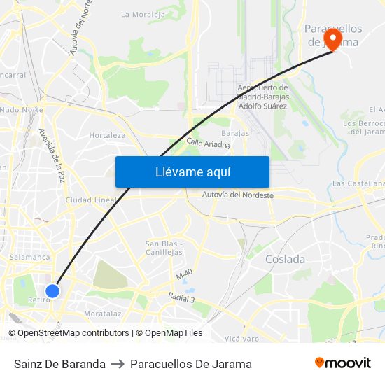 Sainz De Baranda to Paracuellos De Jarama map