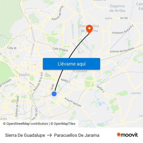 Sierra De Guadalupe to Paracuellos De Jarama map