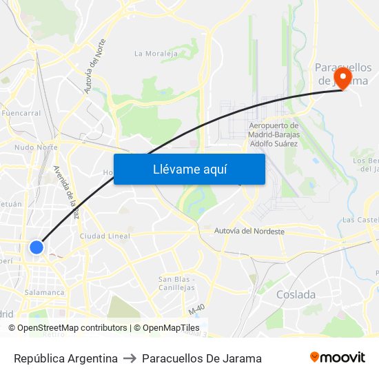 República Argentina to Paracuellos De Jarama map