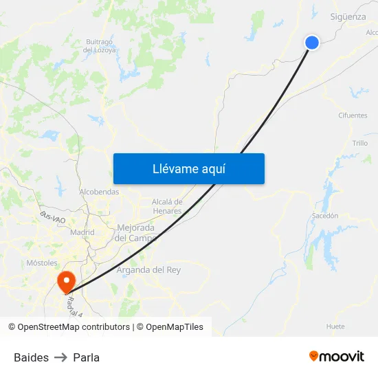 Baides to Parla map