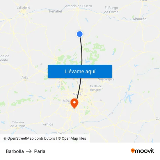 Barbolla to Parla map