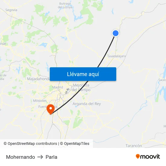 Mohernando to Parla map