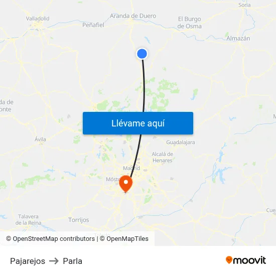 Pajarejos to Parla map