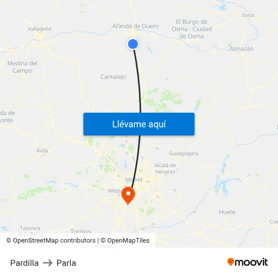 Pardilla to Parla map